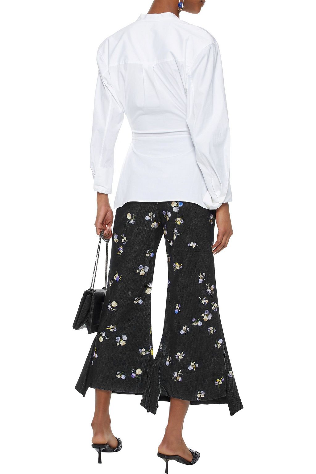 ACNE STUDIOS Tyme cropped floral-print cotton-corduroy flared pants