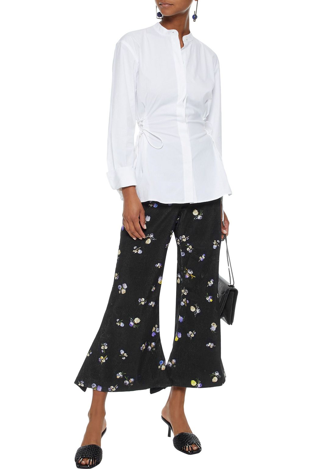 ACNE STUDIOS Tyme cropped floral-print cotton-corduroy flared pants