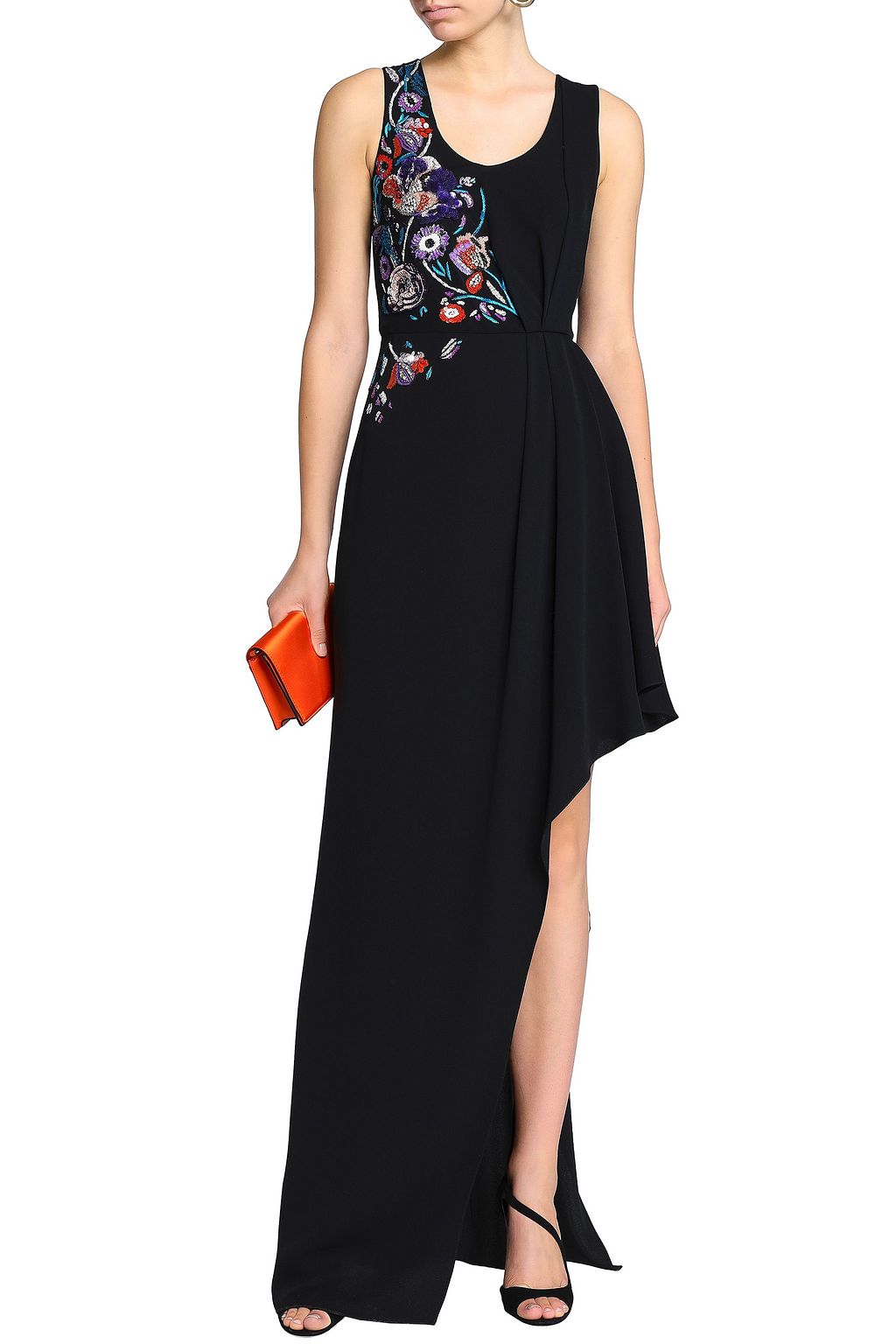 PUCCI Asymmetric embellished silk-crepe gown