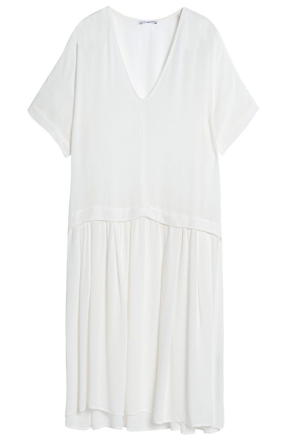 james perse - pleated gauze midi dress - white - 0