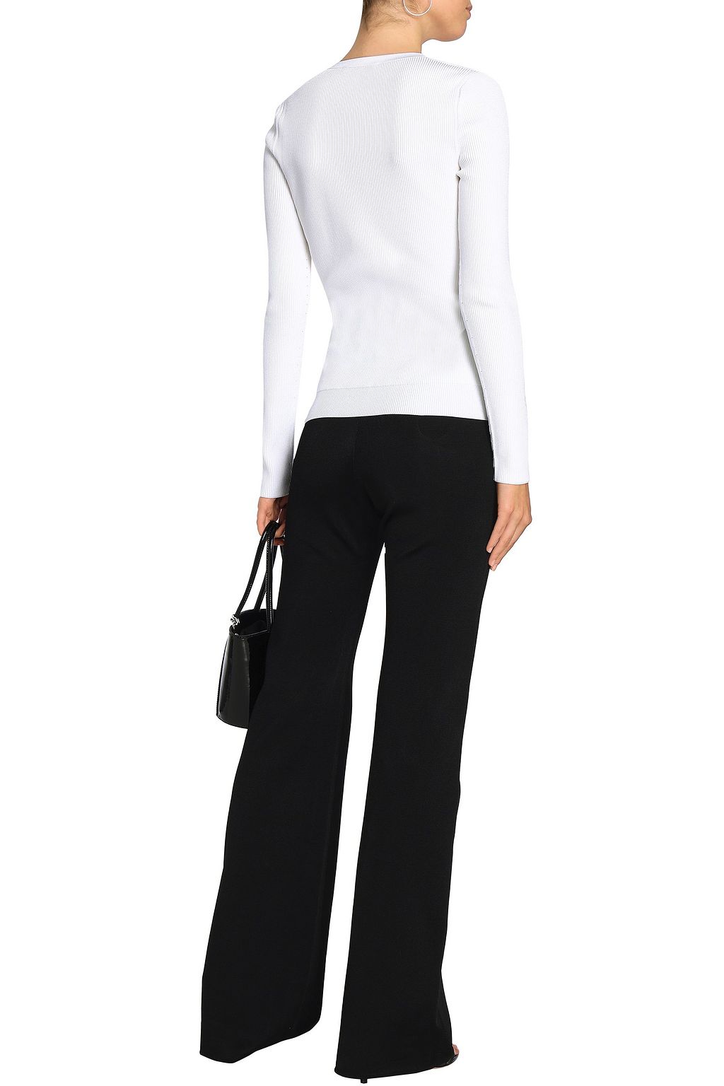 CUSHNIE ET OCHS Sienna ring-embellished cutout ribbed-knit sweater
