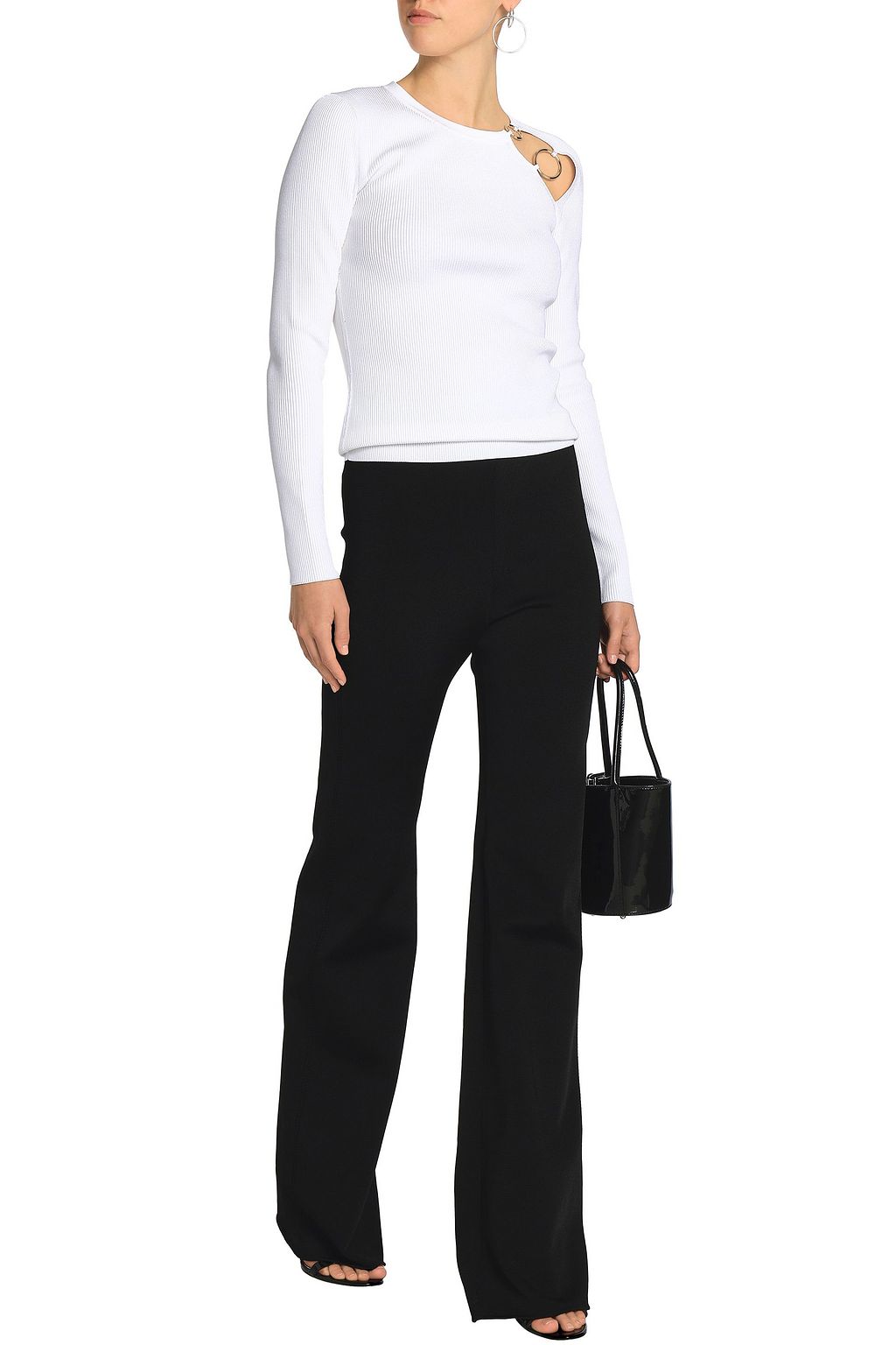 CUSHNIE ET OCHS Sienna ring-embellished cutout ribbed-knit sweater