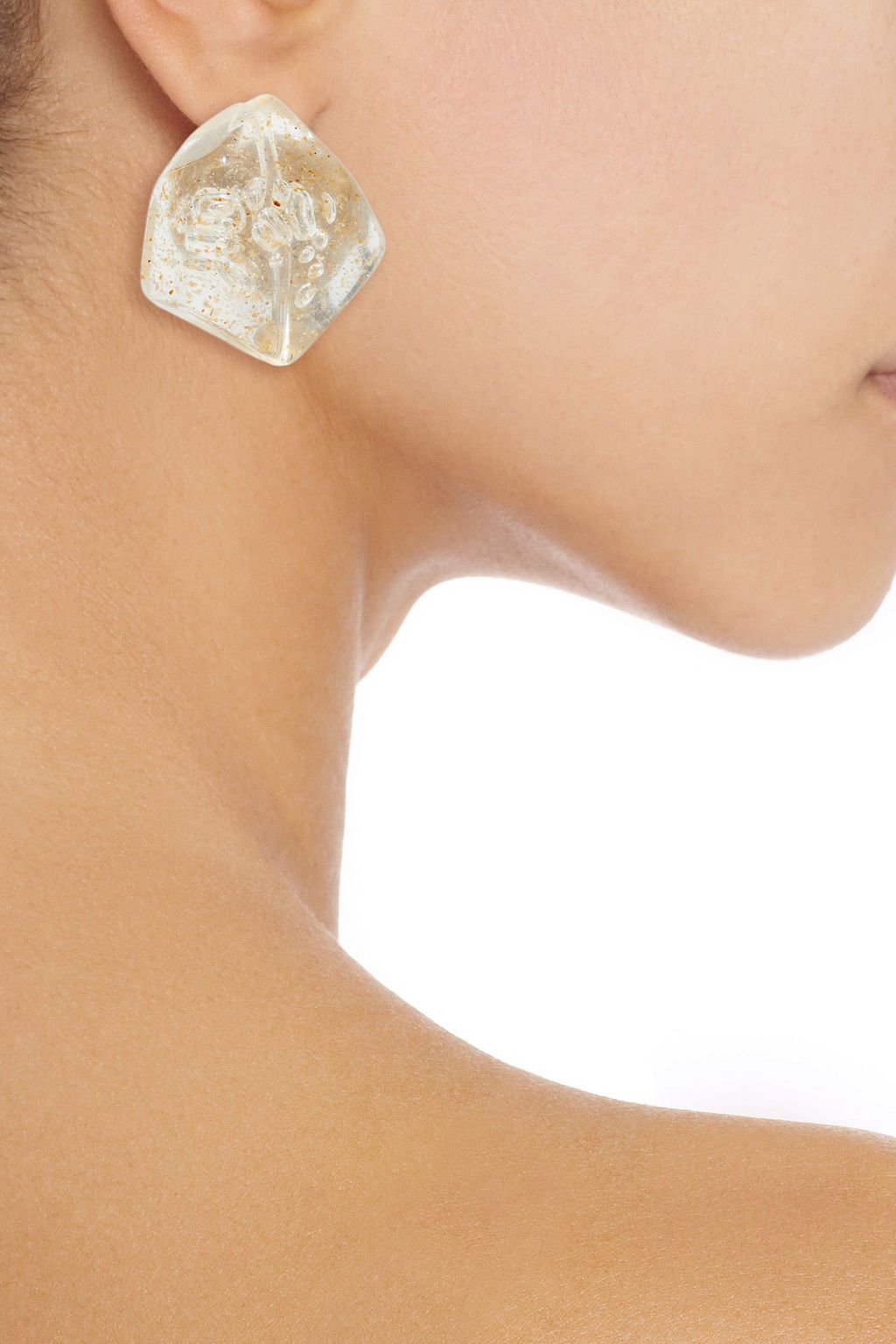 BEN-AMUN Resin silver-tone clip earrings
