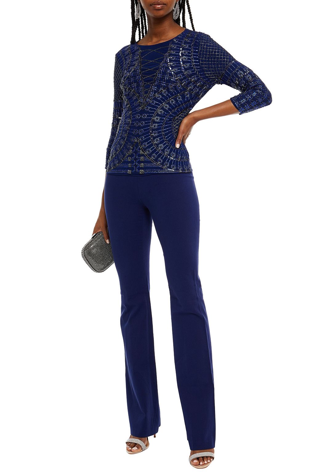 PIERRE BALMAIN Embellished stretch-tulle top