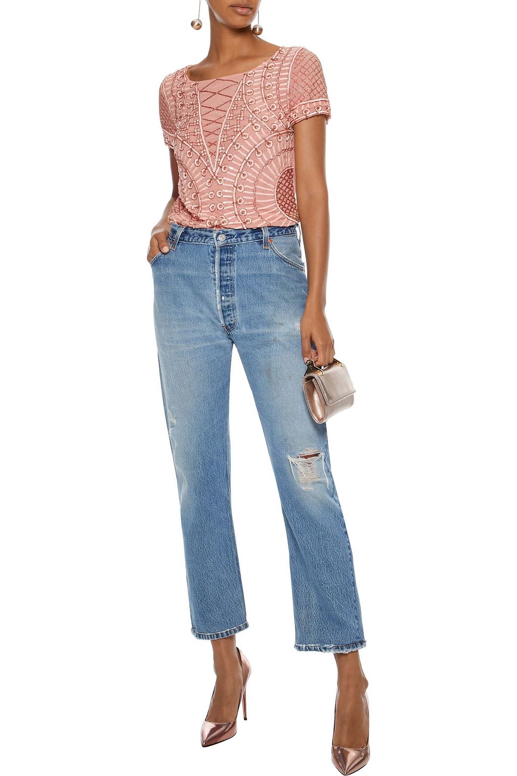 PIERRE BALMAIN Embellished tulle top