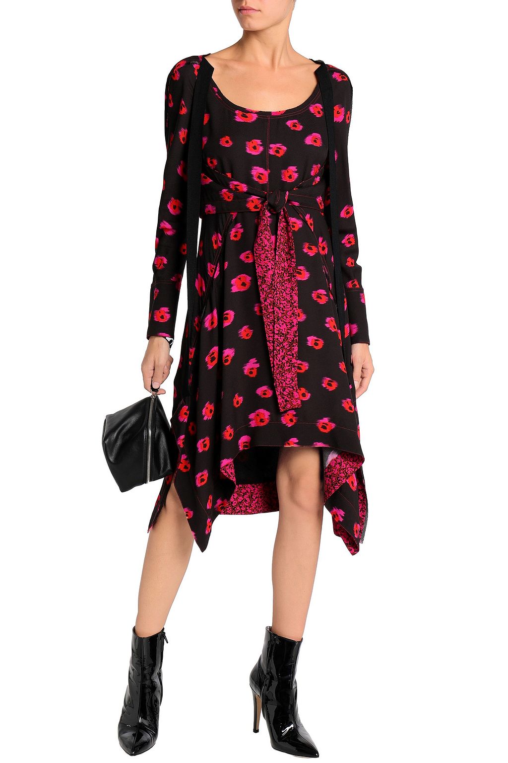 PROENZA SCHOULER Asymmetric knotted printed crepe dress
