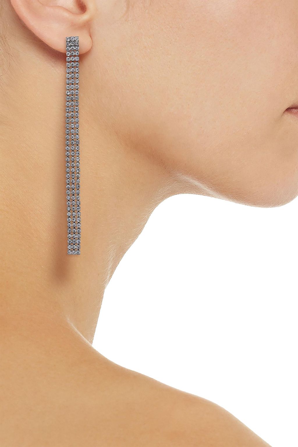 KENNETH JAY LANE Silver-tone crystal earrings