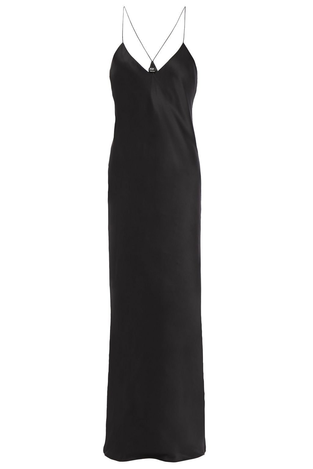 black satin midi slip dress