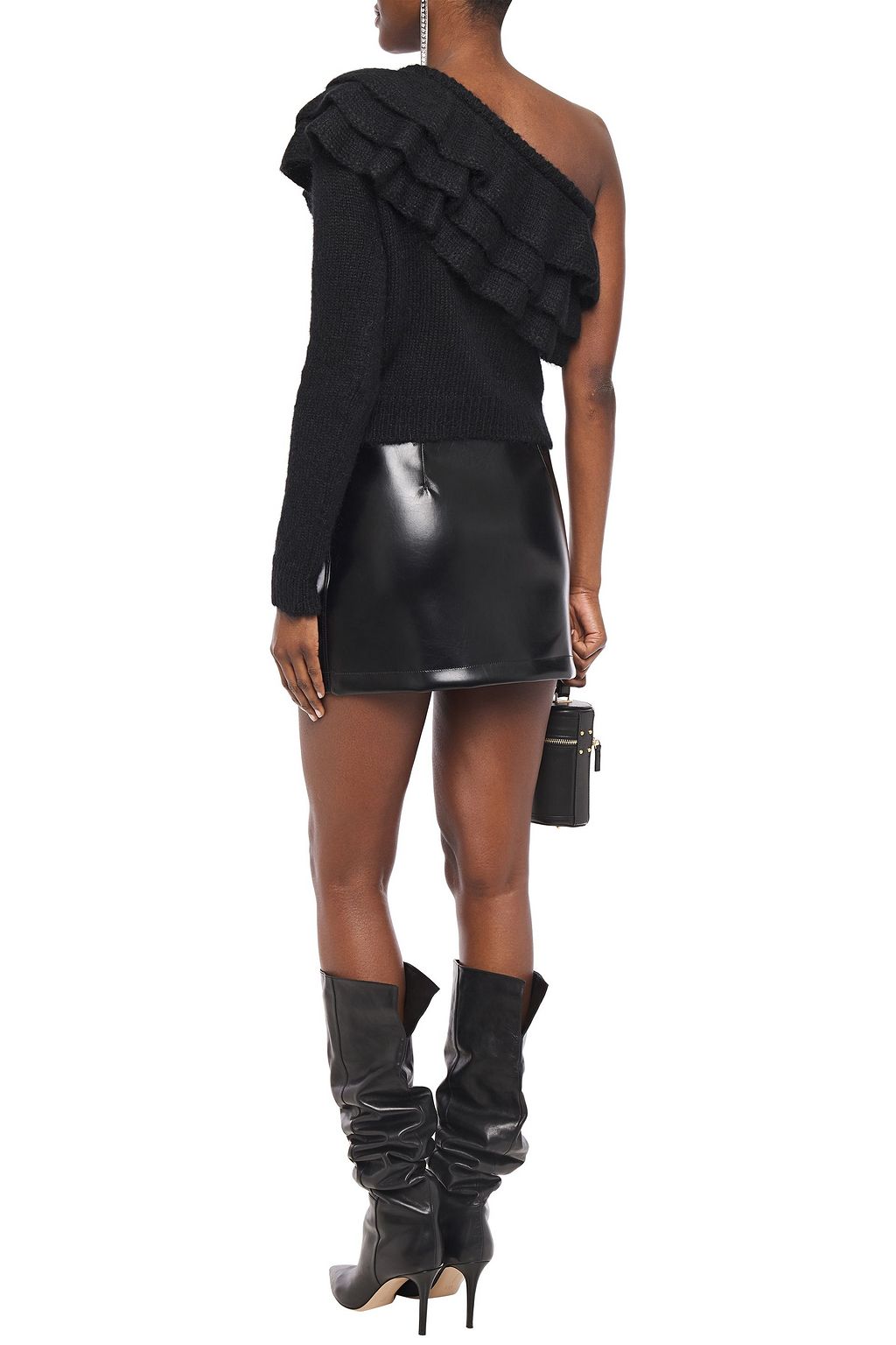 PHILOSOPHY DI LORENZO SERAFINI One-shoulder tiered ruffled knitted sweater