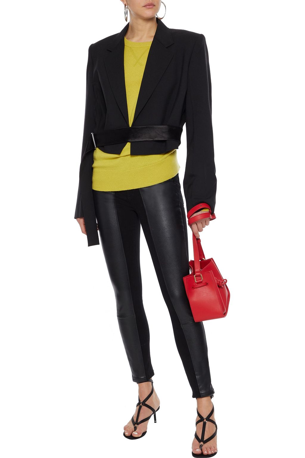 DL1961 Farrow leather-paneled high-rise skinny jeans