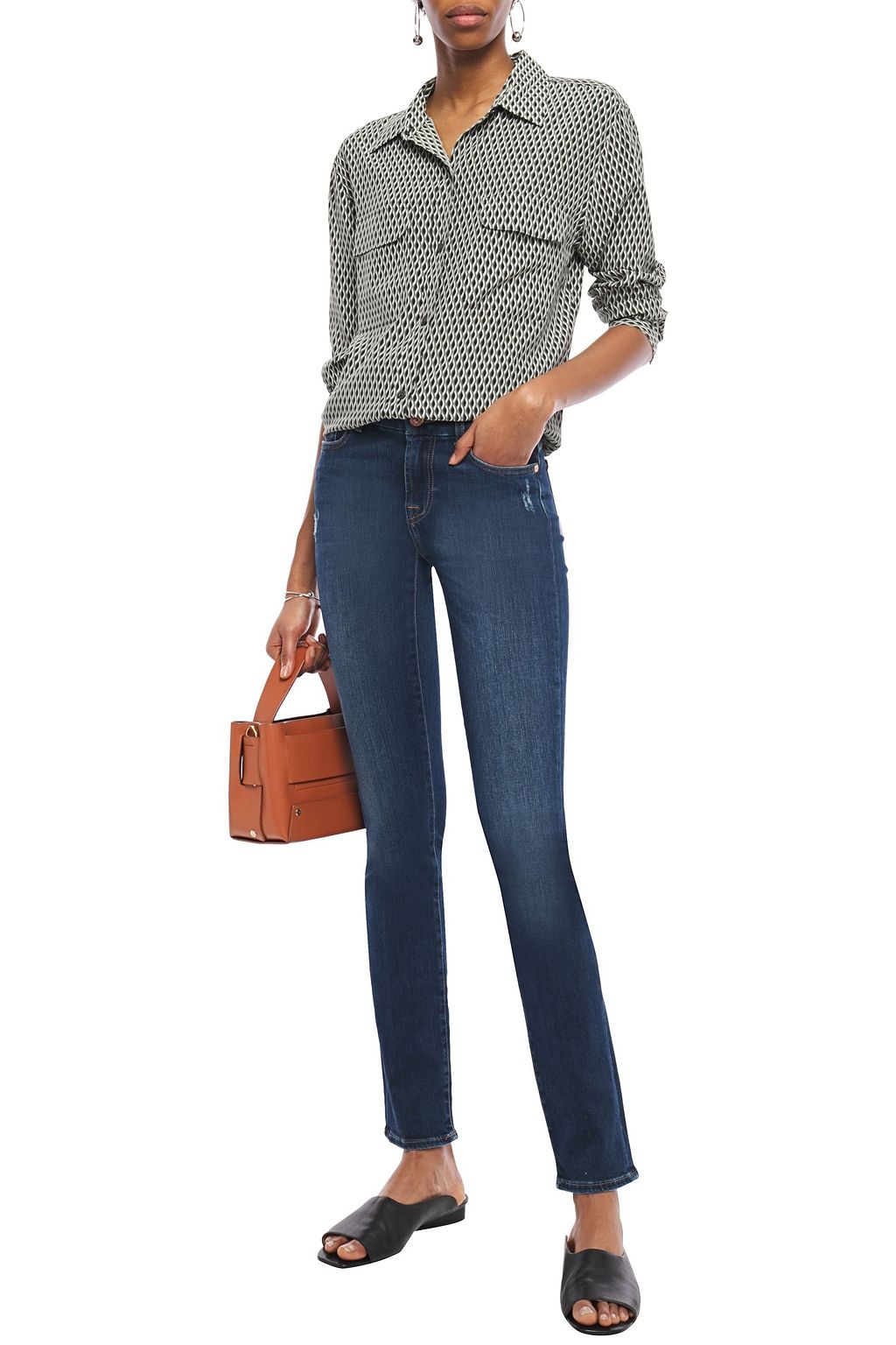 7 FOR ALL MANKIND Kimmie Straight distressed faded mid-rise slim-leg jeans