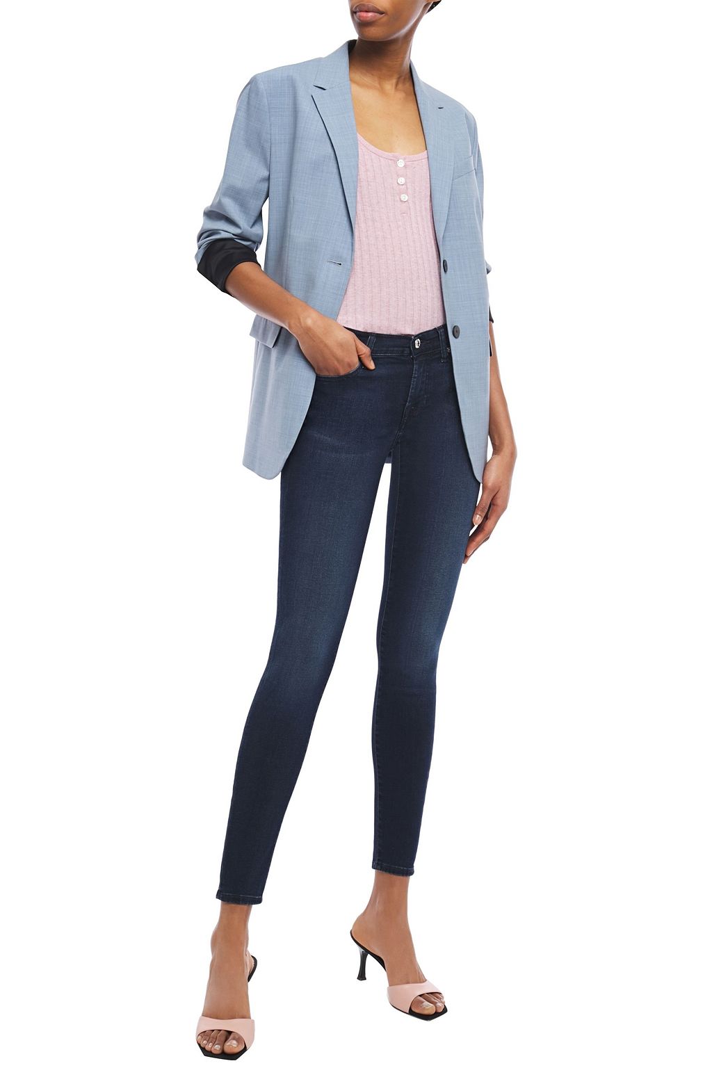 7 FOR ALL MANKIND The Skinny faded mid-rise skinny jeans