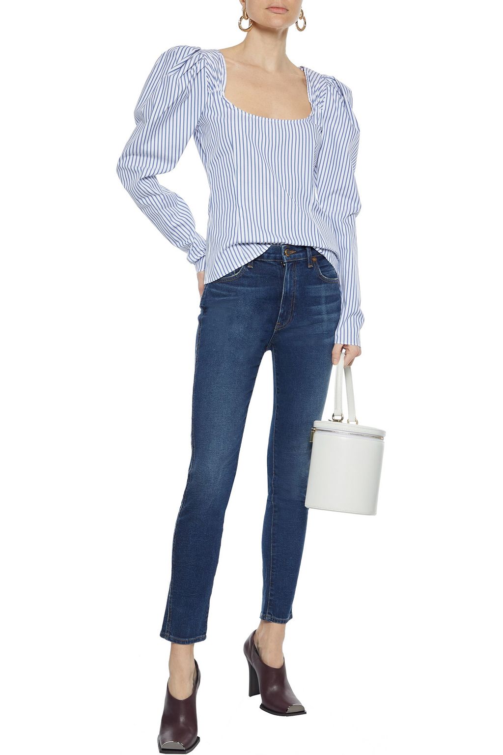 KHAITE Kassandra faded mid-rise skinny jeans