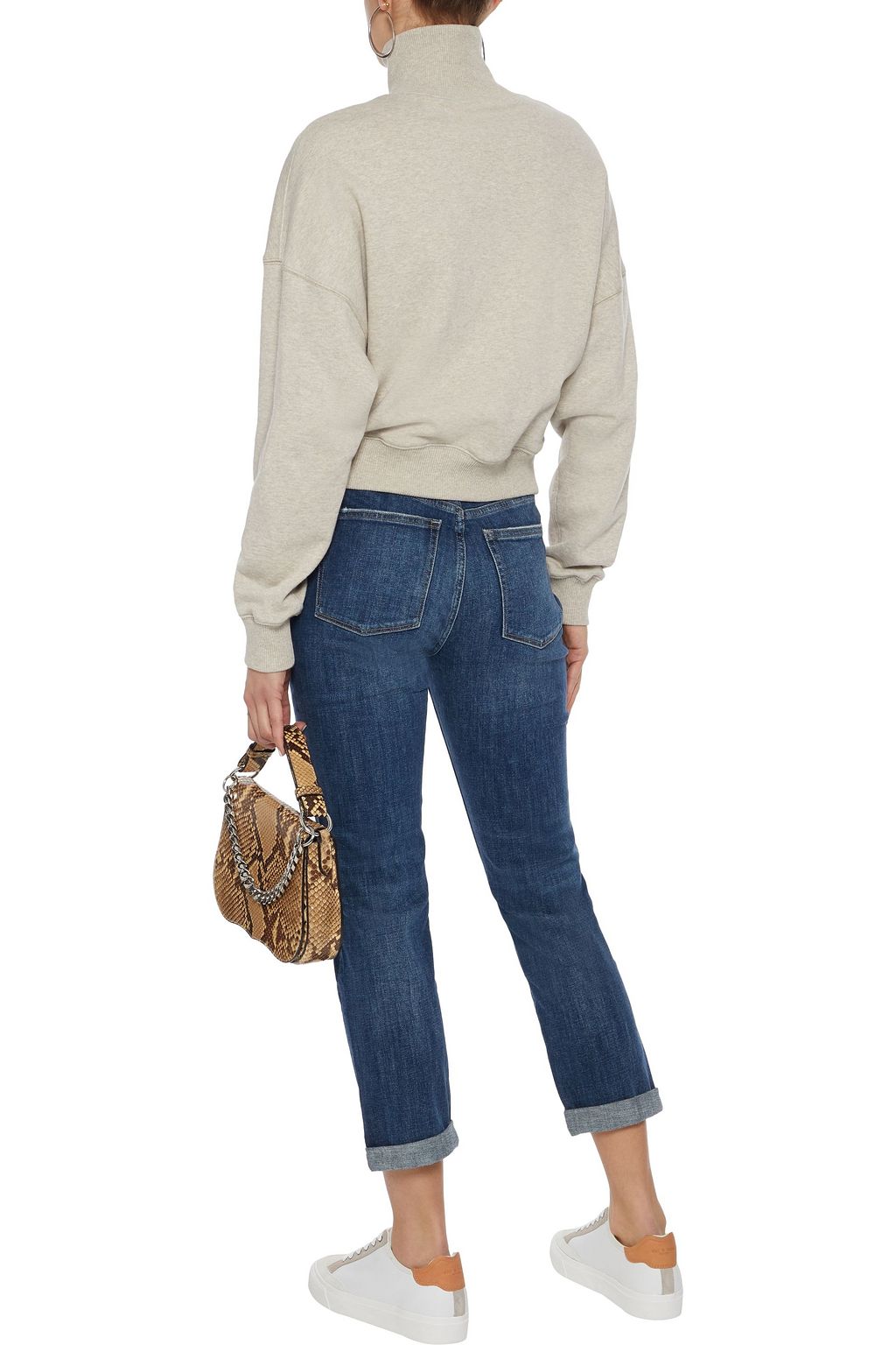 DL1961 Stevie cropped distressed high-rise slim-leg jeans