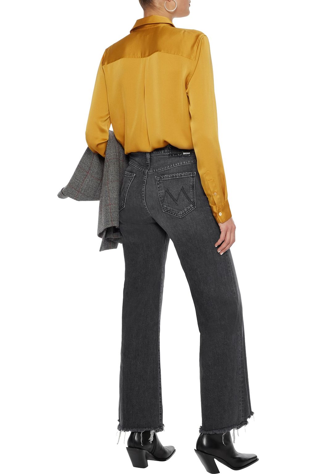 MOTHER The Tomcat Roller frayed high-rise wide-leg jeans