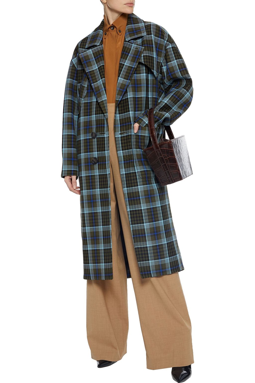 TIBI Spencer double-breasted checked woven coat