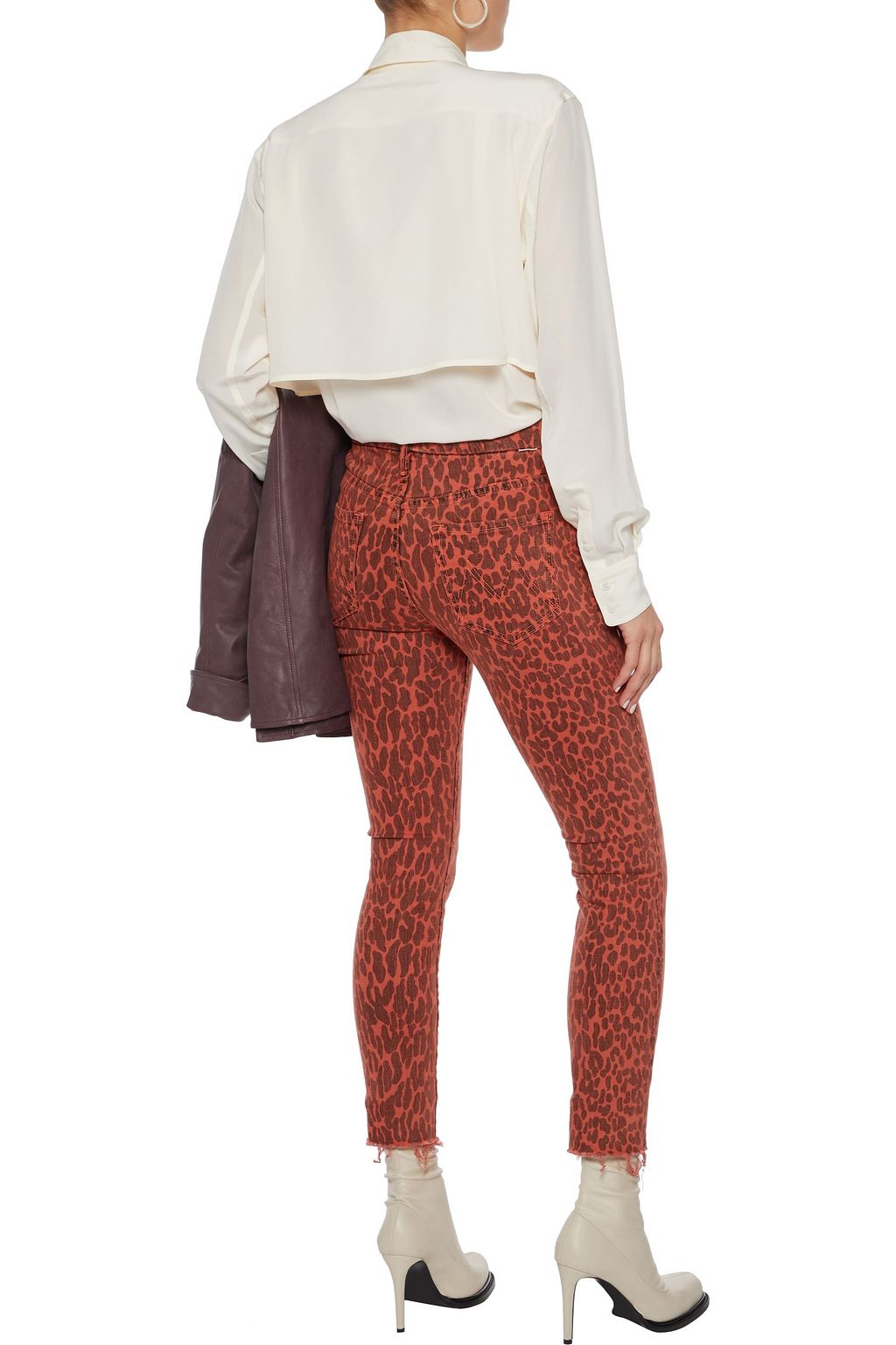 MOTHER The Looker cropped leopard-print high-rise skinny jeans