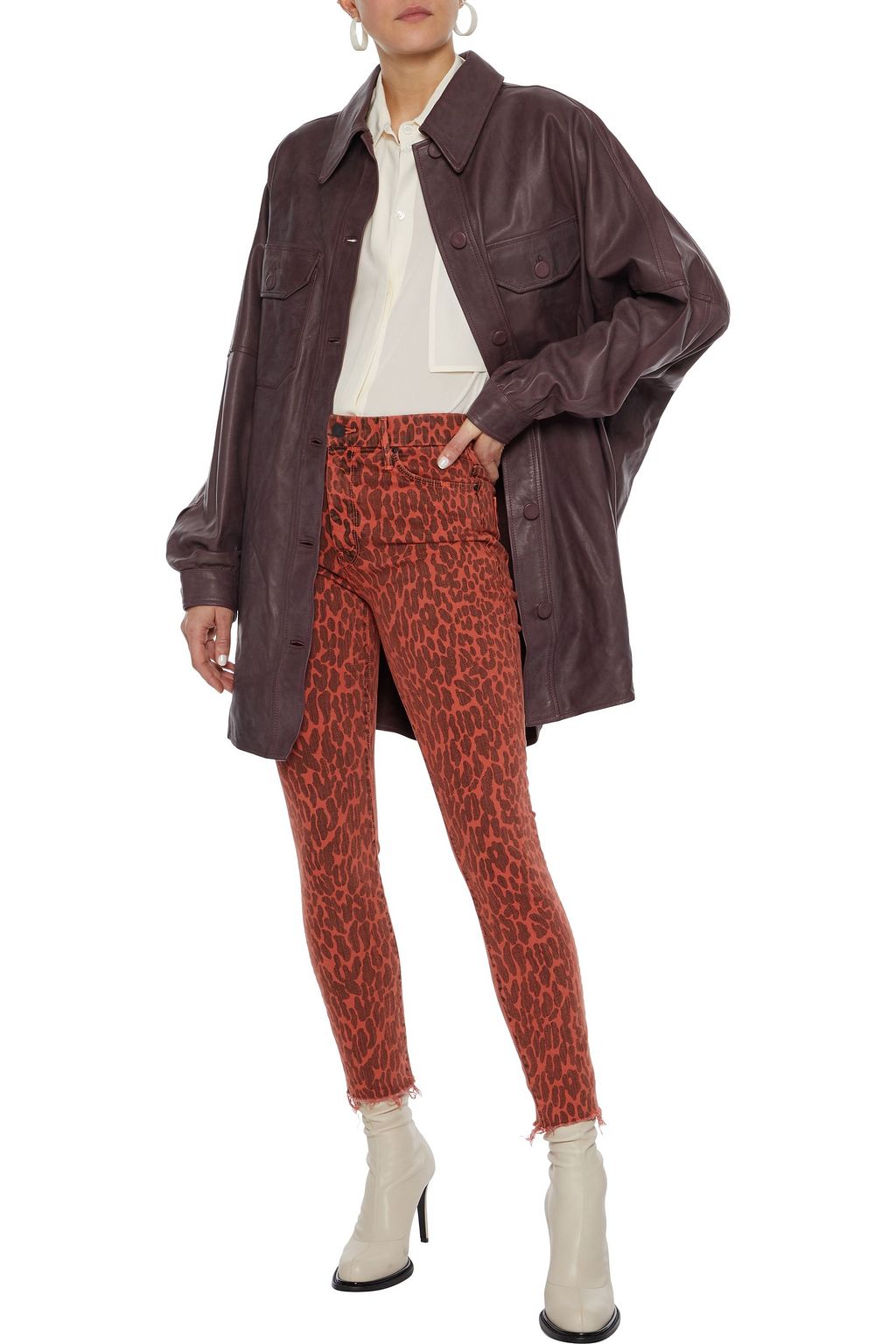 MOTHER The Looker cropped leopard-print high-rise skinny jeans
