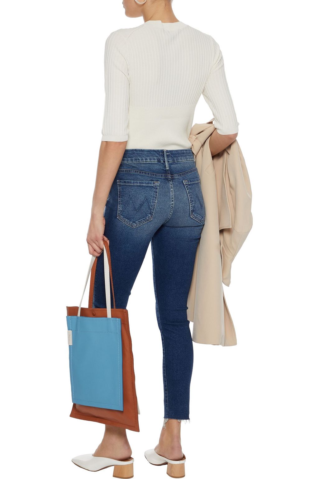 MOTHER The Looker cropped frayed high-rise skinny jeans