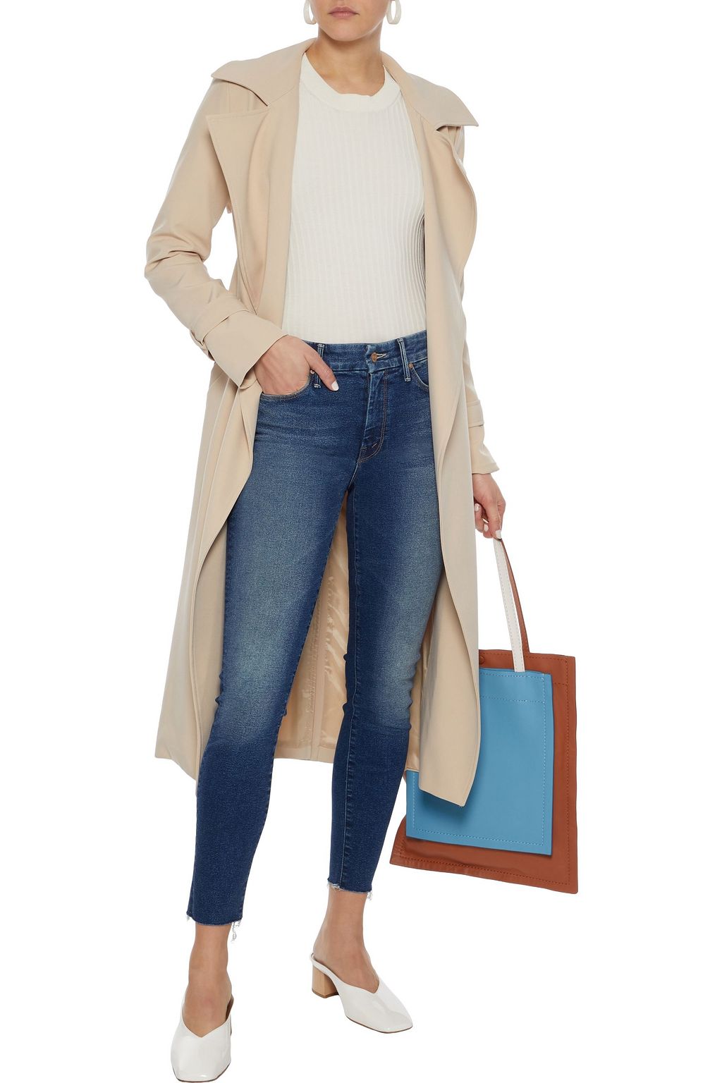 MOTHER The Looker cropped frayed high-rise skinny jeans