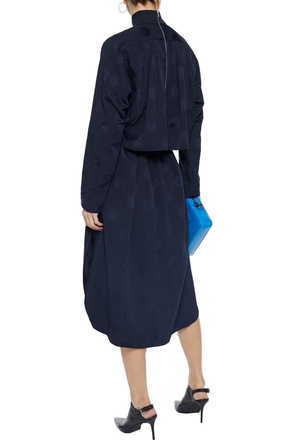 TIBI Gathered satin-jacquard midi dress