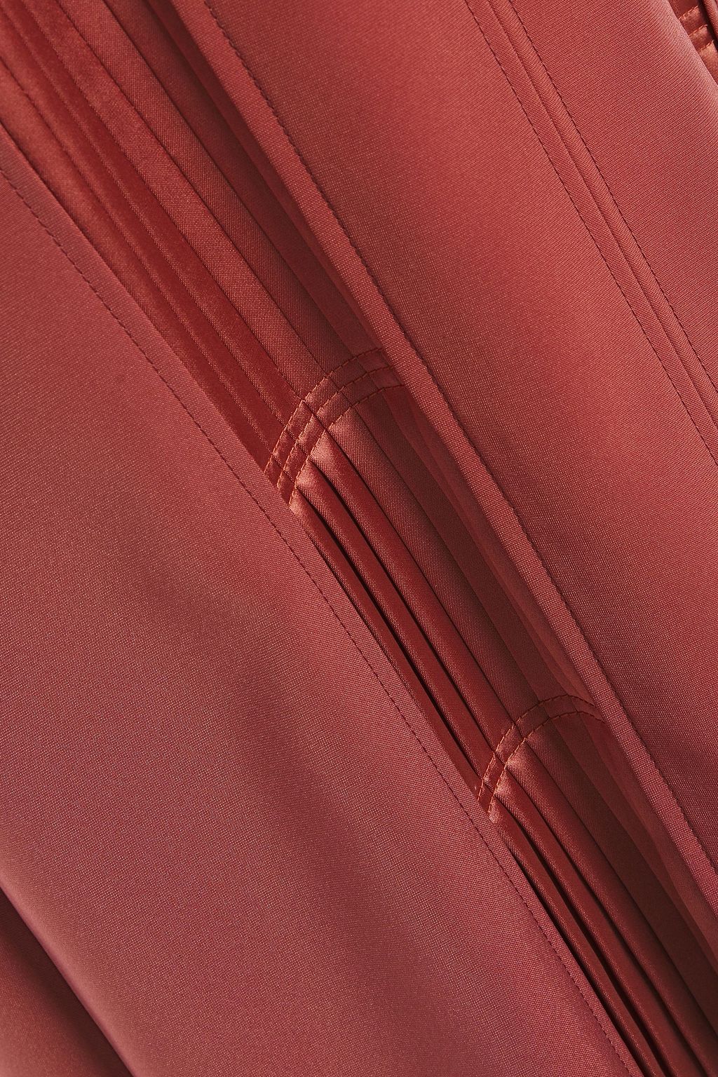 CEDRIC CHARLIER Pintucked satin-paneled crepe maxi dress