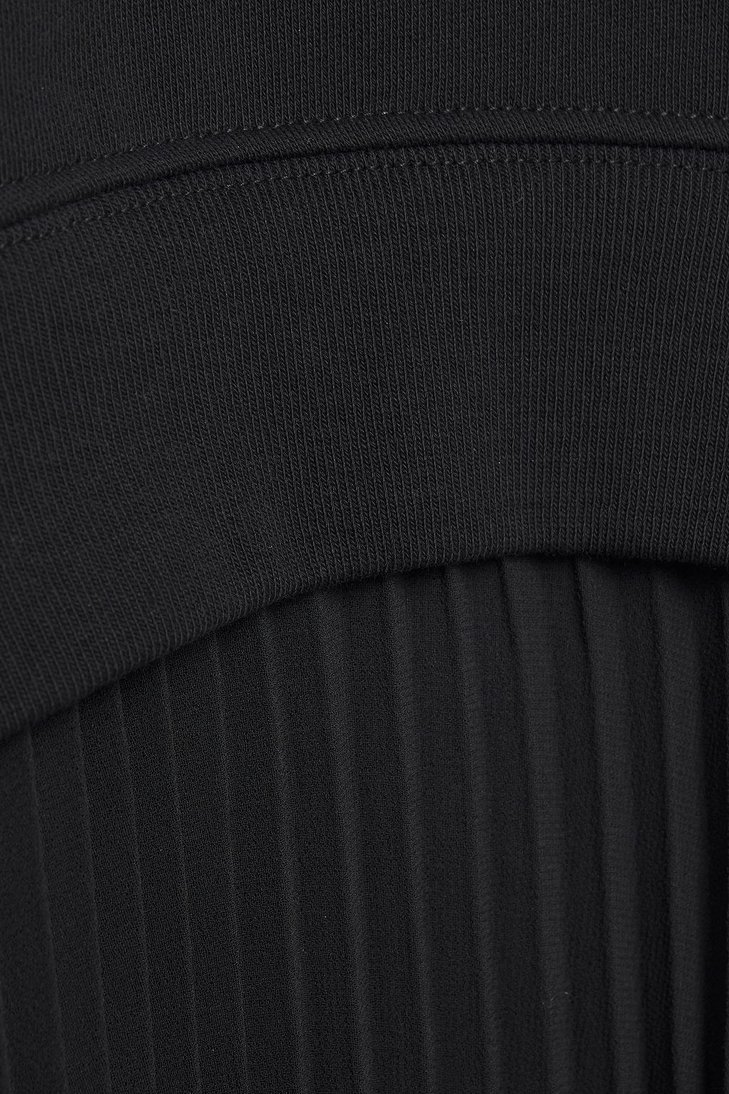 PHILOSOPHY DI LORENZO SERAFINI Asymmetric paneled French cotton-terry and georgette hooded mini dress