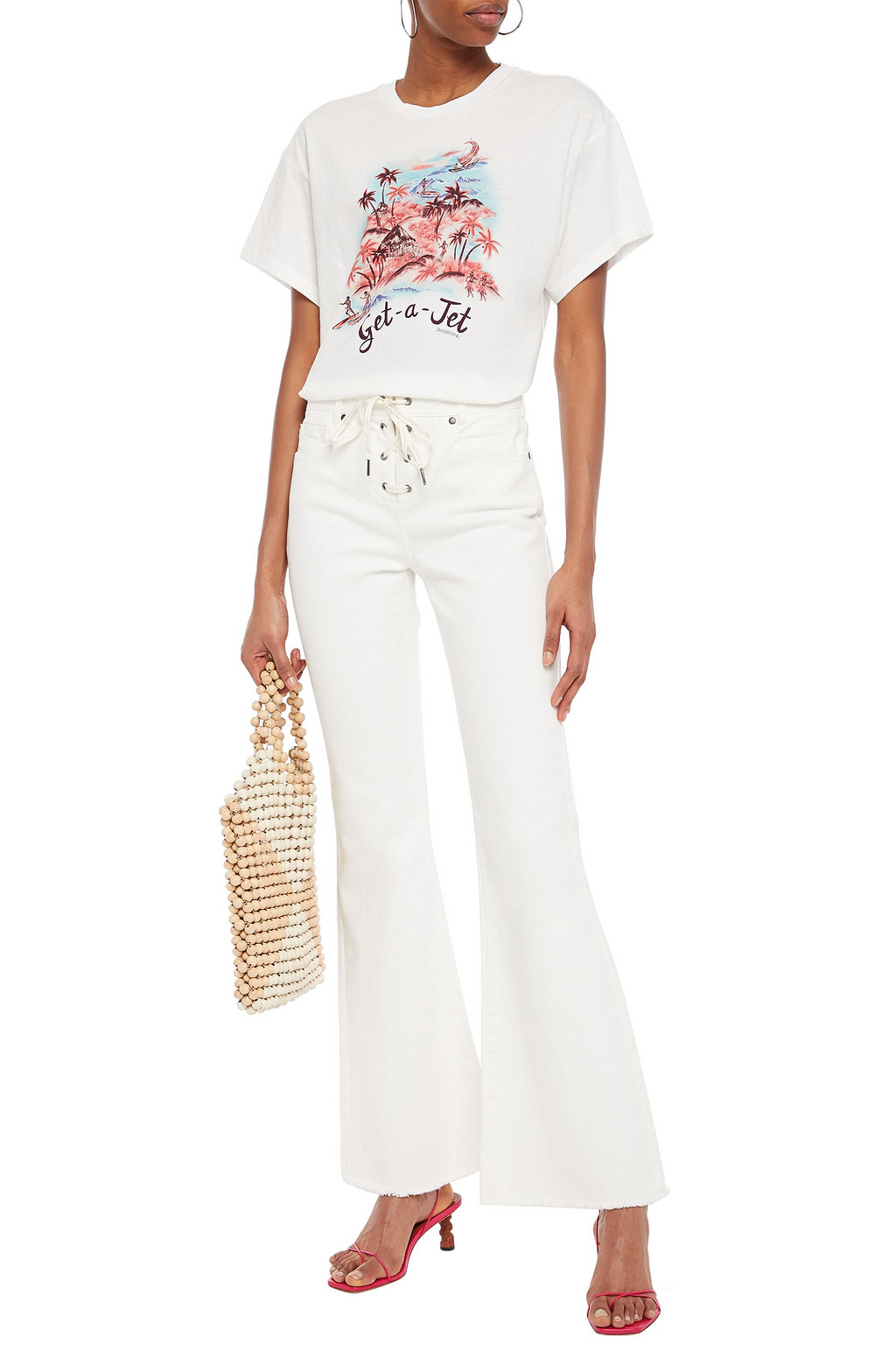 ZIMMERMANN Goldie lace-up high-rise flared jeans