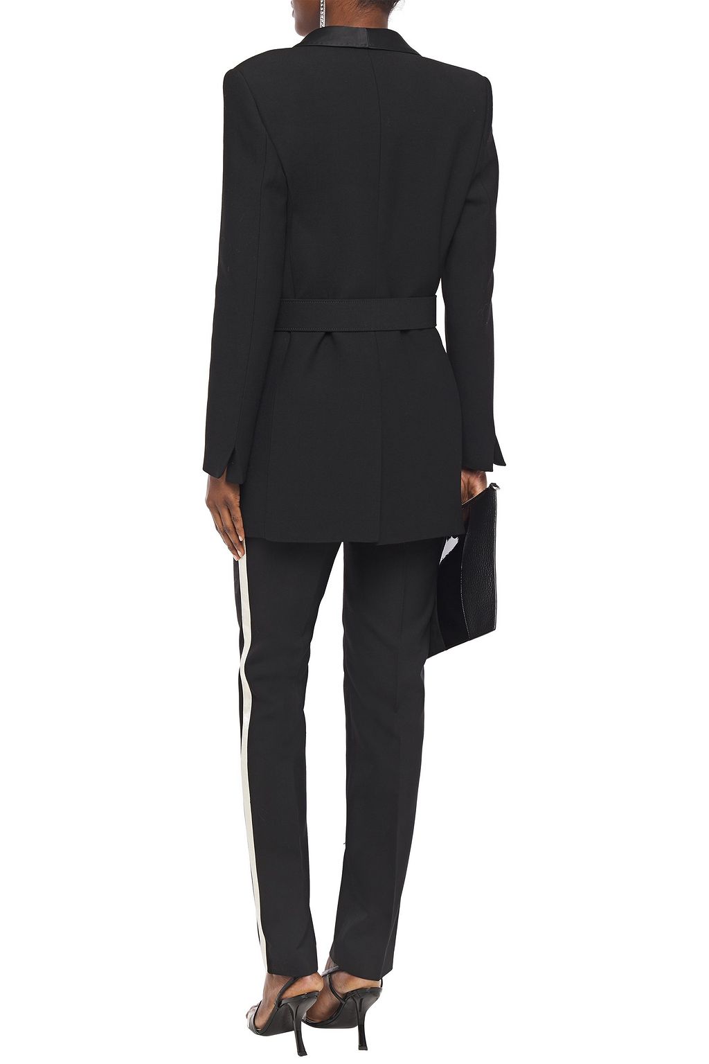PHILOSOPHY DI LORENZO SERAFINI Belted satin-trimmed twill blazer