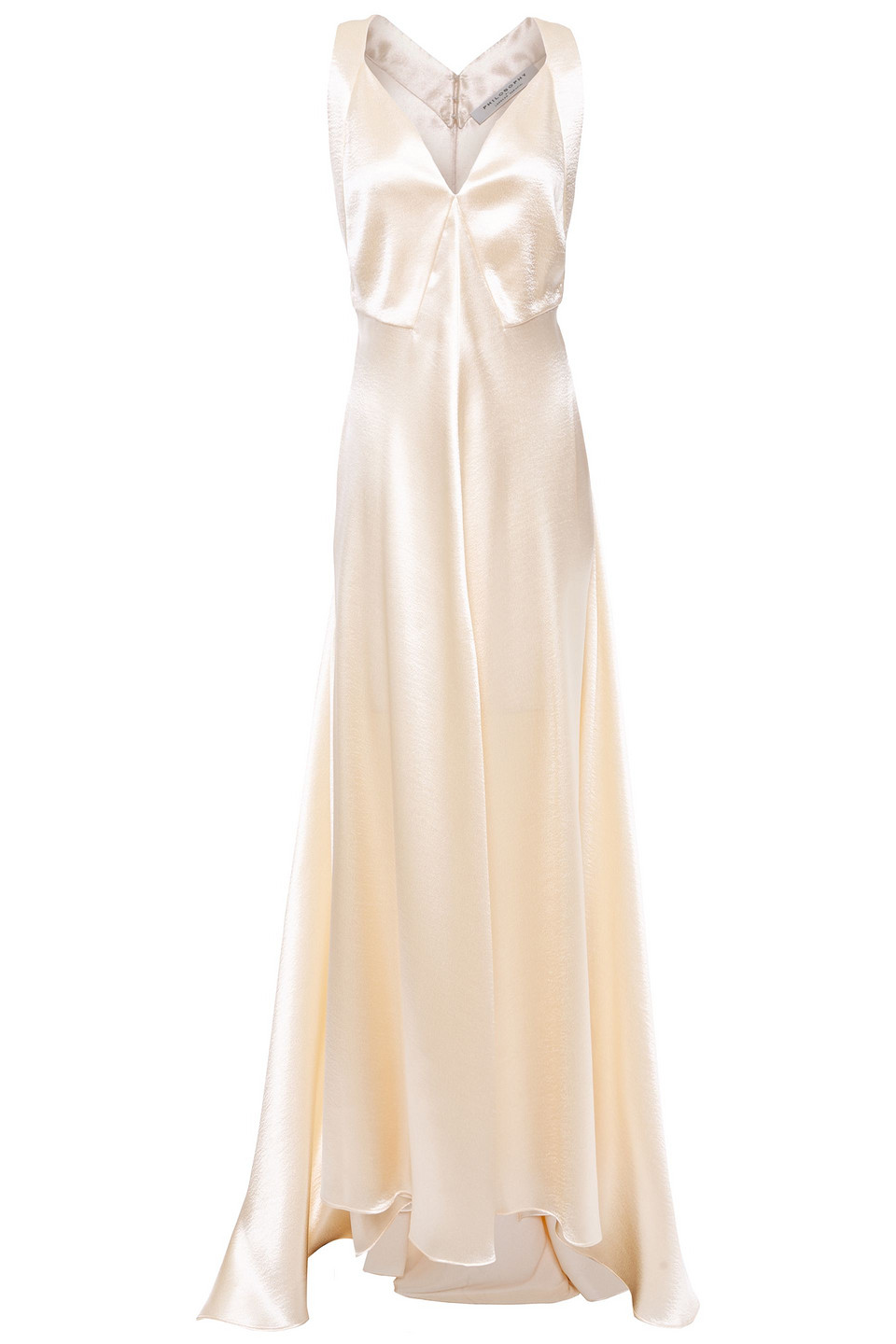 Asymmetric cutout satin-crepe gown