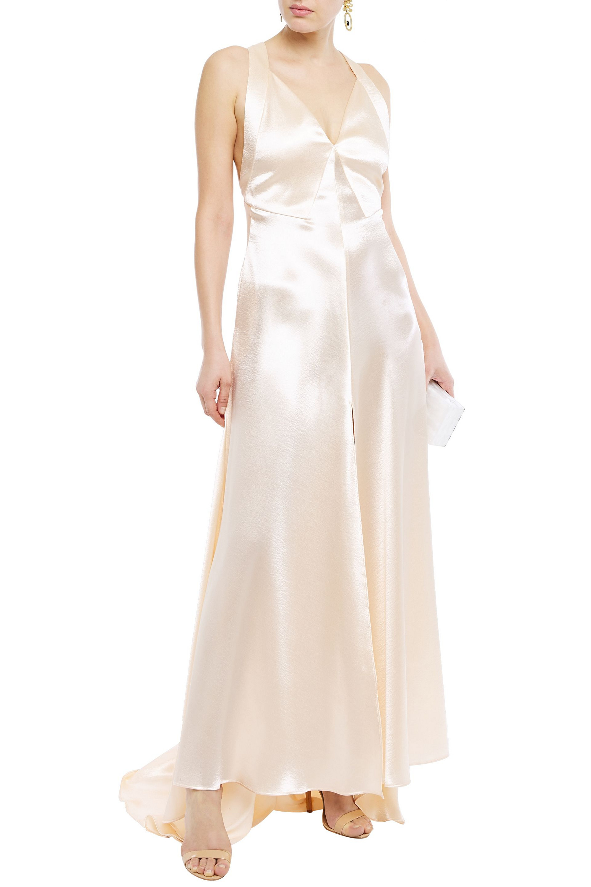 Philosophy di Lorenzo Serafini Asymmetric cutout satin-crepe gown