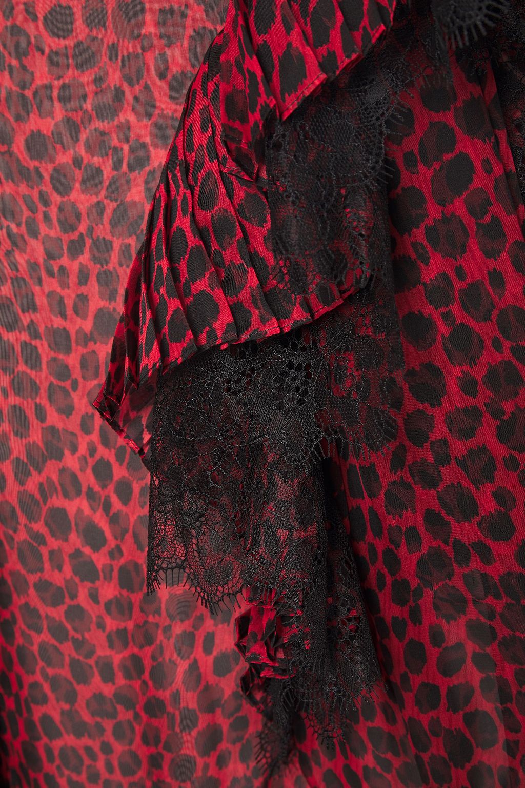PHILOSOPHY DI LORENZO SERAFINI Lace-trimmed ruffled leopard-print voile shirt