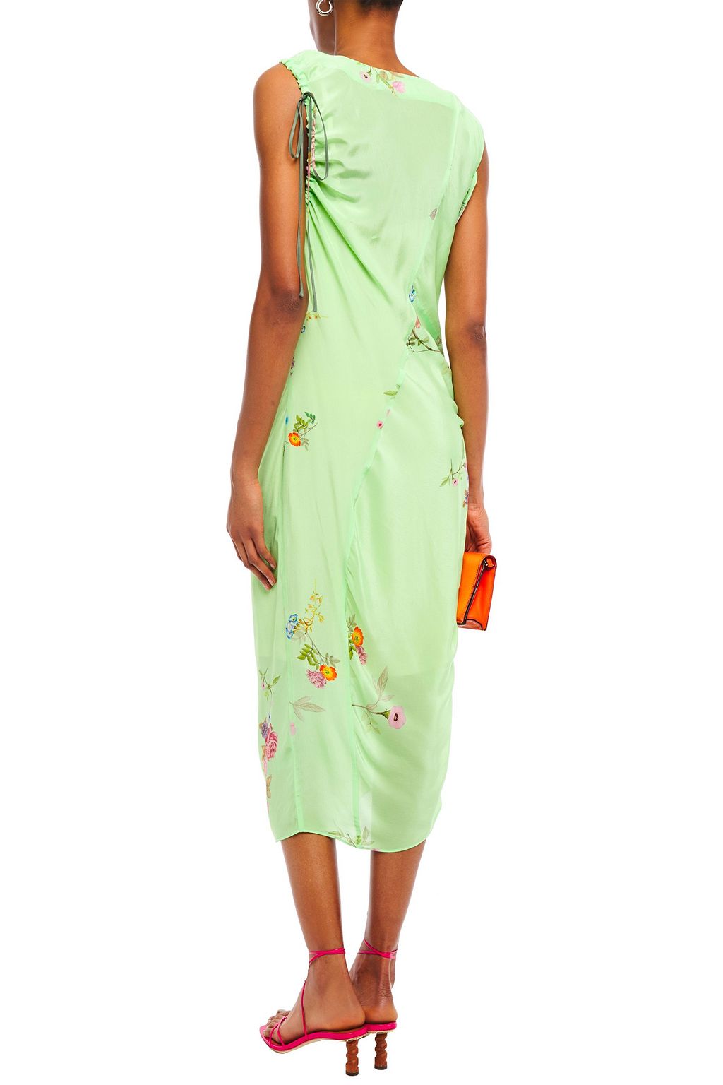PREEN LINE Aida ruched floral-print crepe de chine midi dress