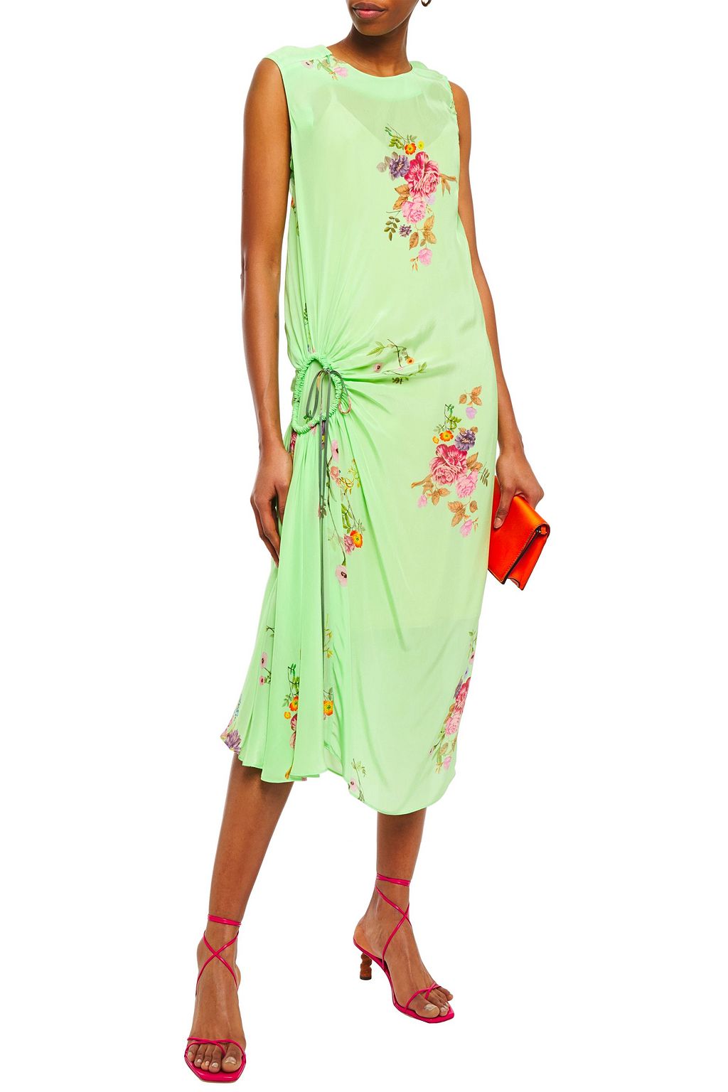 PREEN LINE Aida ruched floral-print crepe de chine midi dress