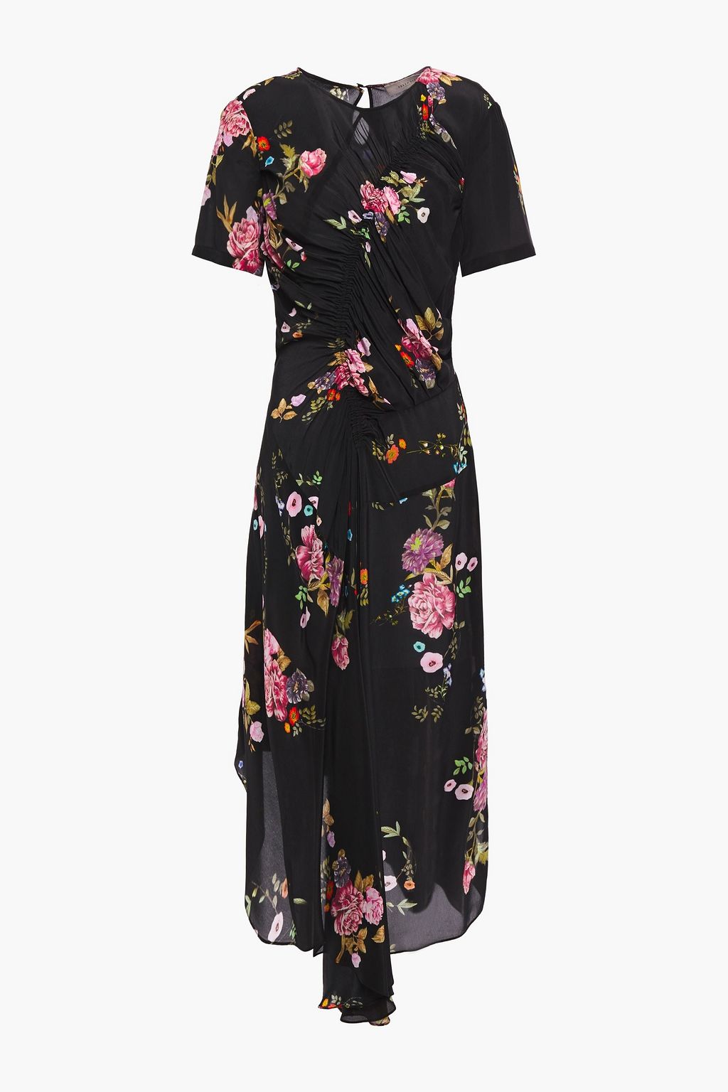 PREEN LINE Shae asymmetric ruched floral-print crepe de chine midi ...