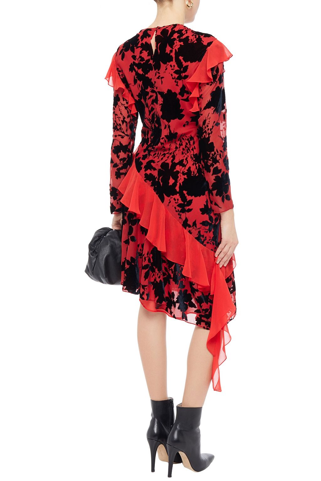 PHILOSOPHY DI LORENZO SERAFINI Asymmetric ruffled devoré-chiffon mini dress