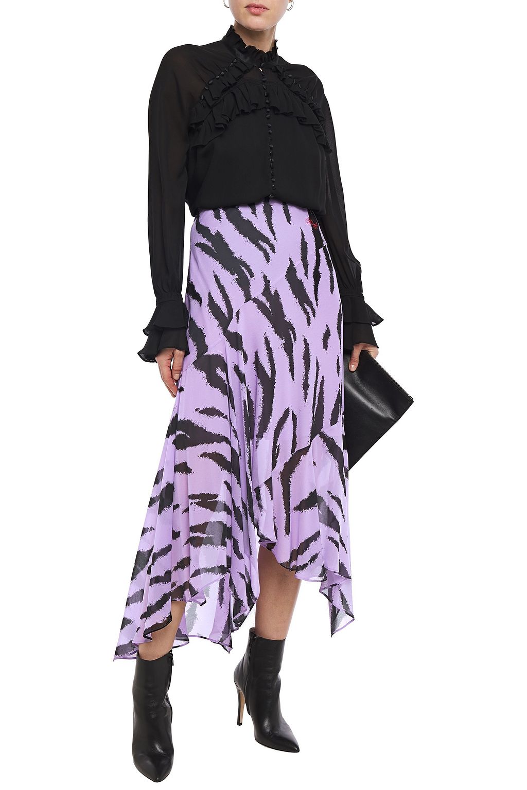 PHILOSOPHY DI LORENZO SERAFINI Asymmetric printed chiffon midi skirt
