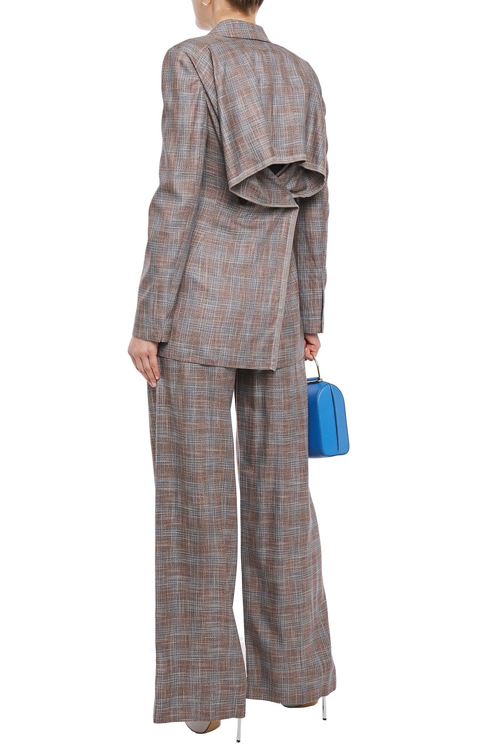 ROLAND MOURET Salvatore double-breasted open-back checked bamboo blazer