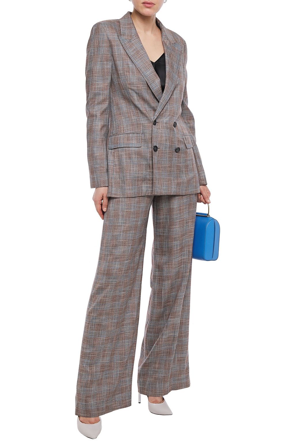 ROLAND MOURET Salvatore double-breasted open-back checked bamboo blazer