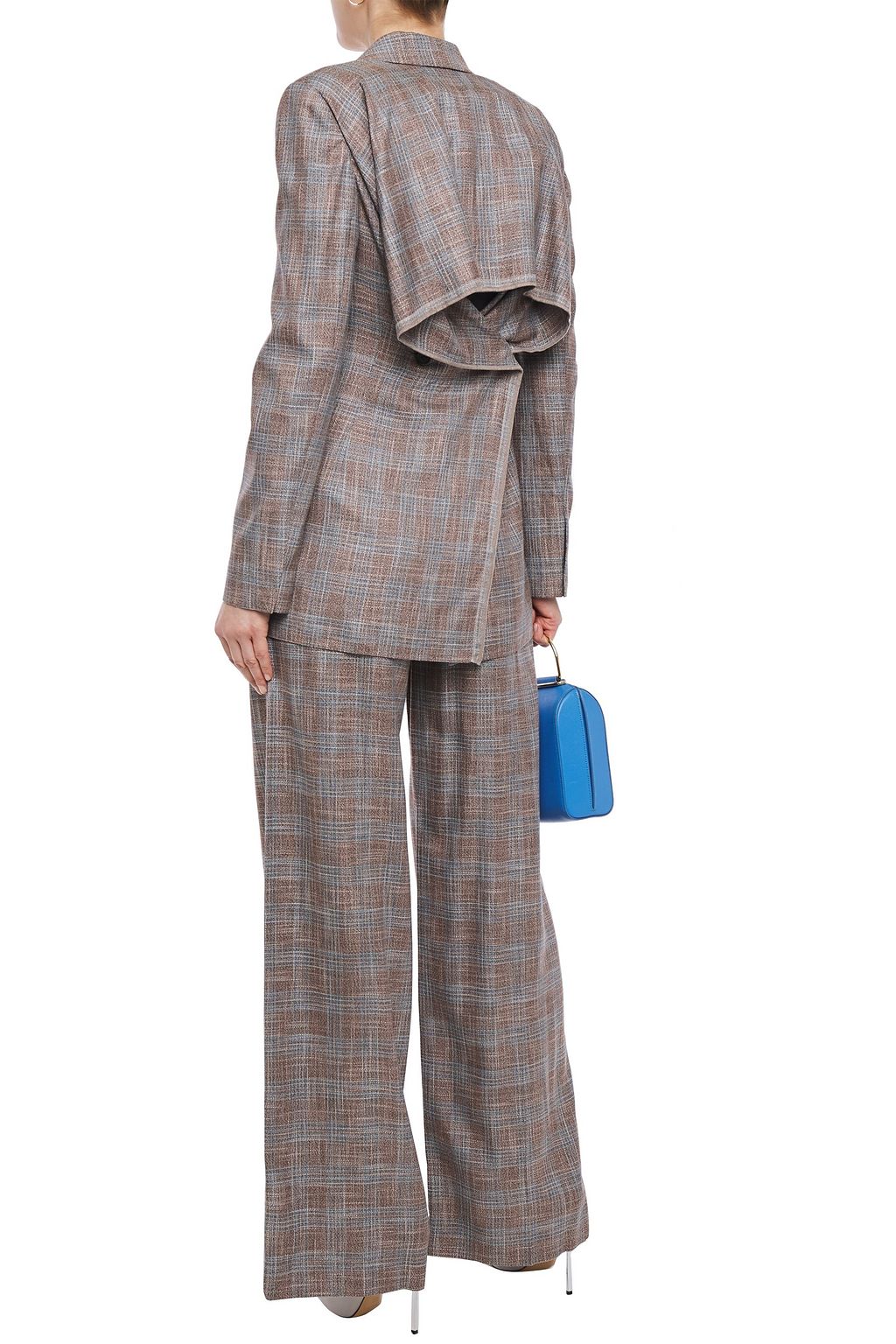 ROLAND MOURET Tayport checked bamboo wide-leg pants