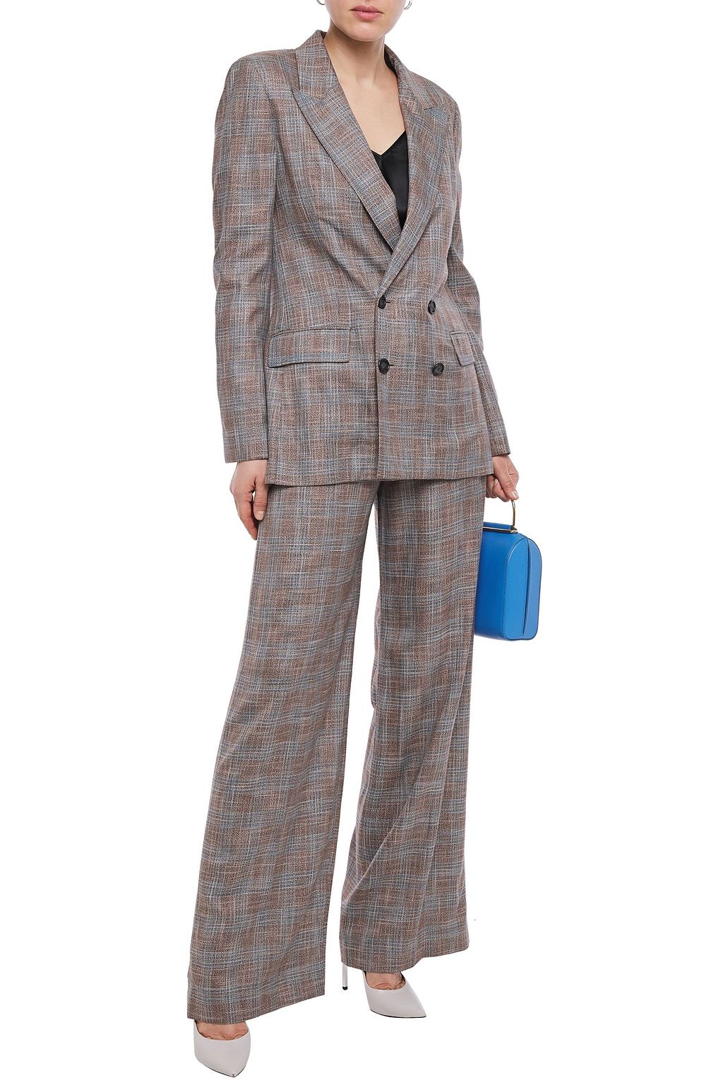 ROLAND MOURET Tayport checked bamboo wide-leg pants