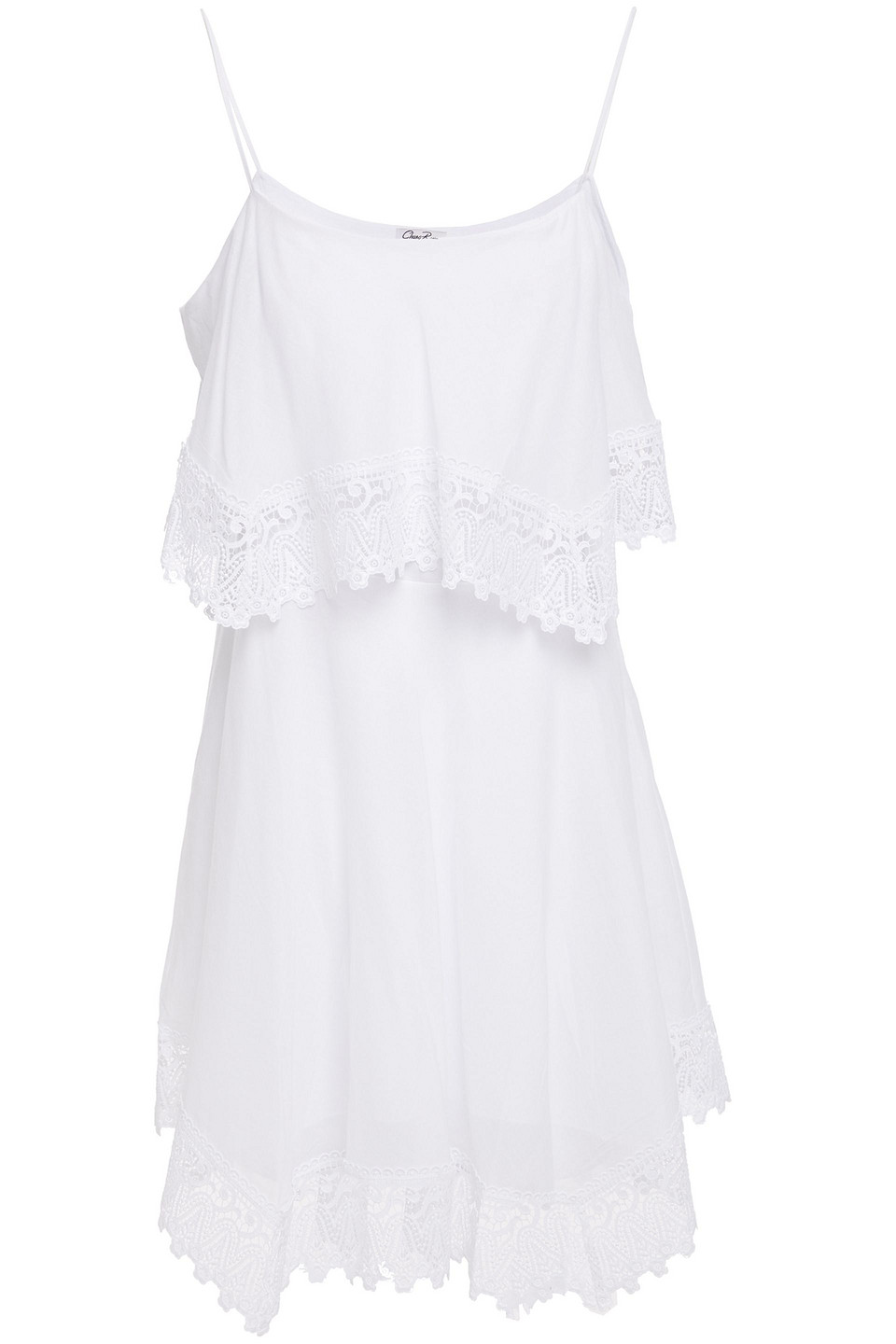 Charo Ruiz Ibiza Woman Layered Crocheted Lace-trimmed Cotton-blend Voile Mini Dress White Size L