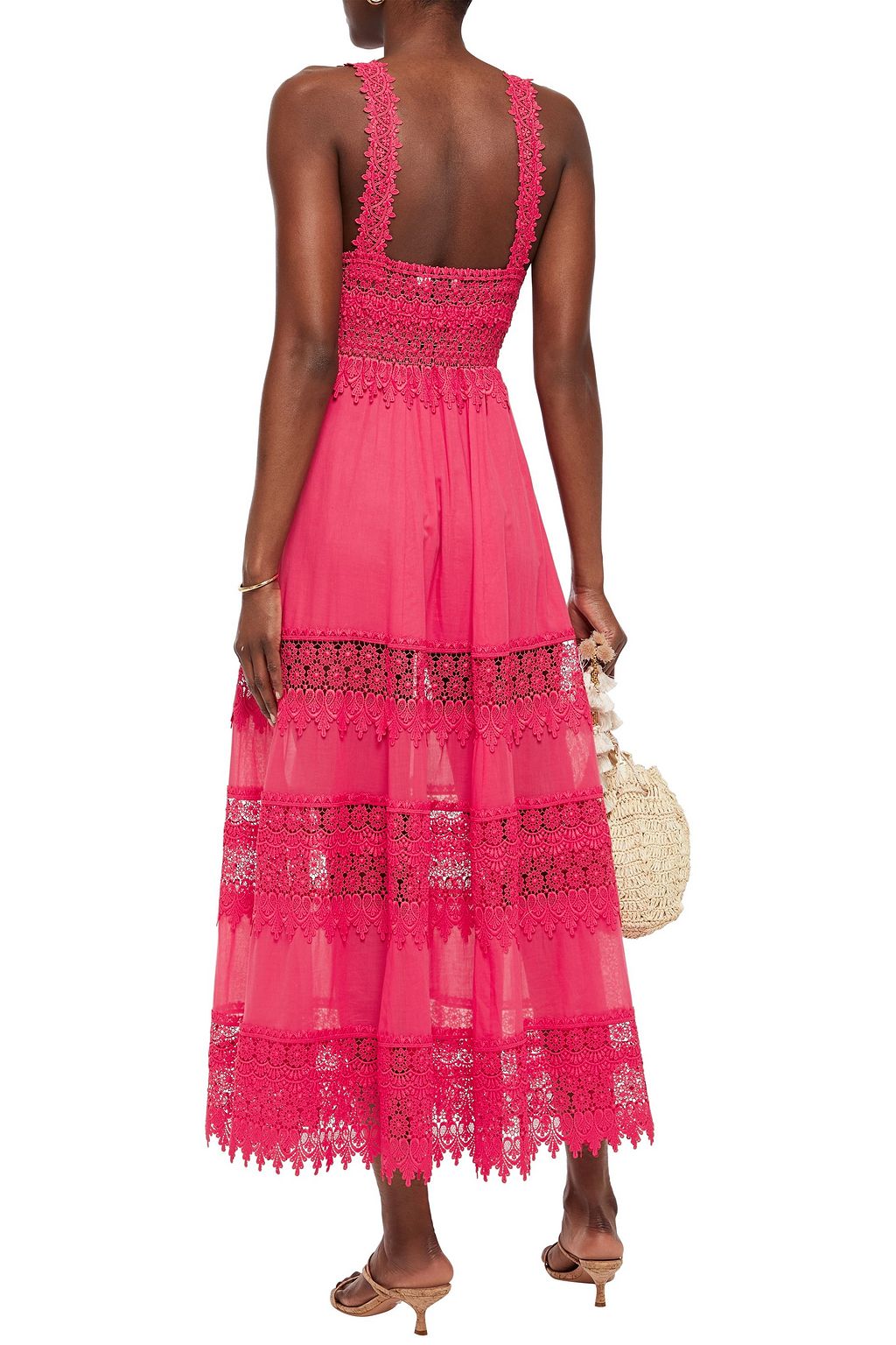 CHARO RUIZ IBIZA Lace-paneled cotton-blend mousseline maxi dress