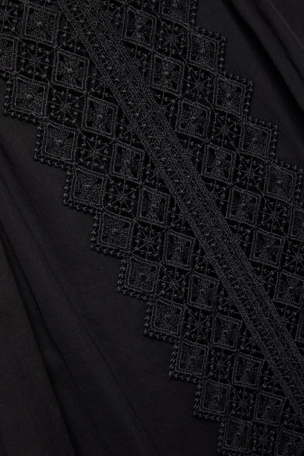 CHARO RUIZ IBIZA Vega crocheted lace-paneled cotton-blend voile maxi skirt