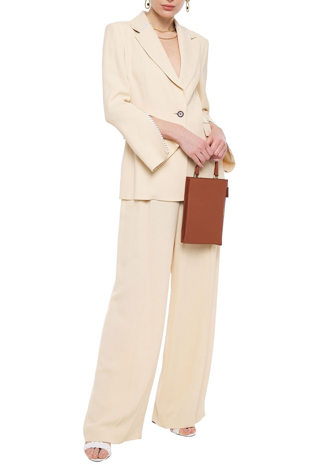 ROLAND MOURET Chapelle piqué wide-leg pants