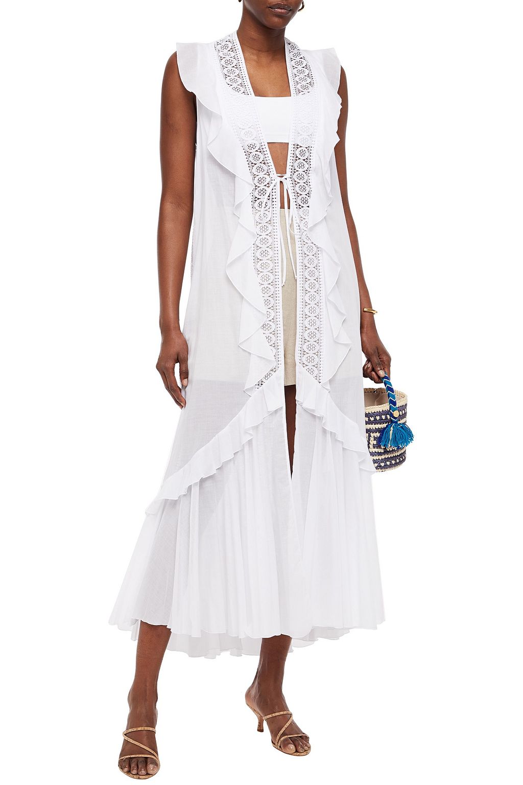 CHARO RUIZ IBIZA Petra crochet-paneled cotton-blend voile vest