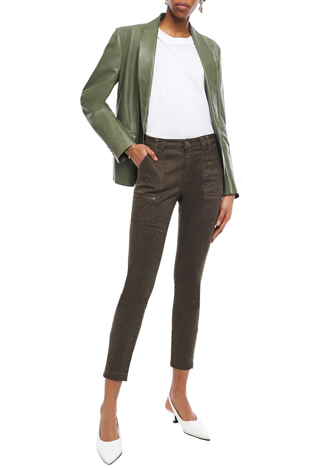 JOIE Park cropped leopard-print cotton-blend twill skinny pants