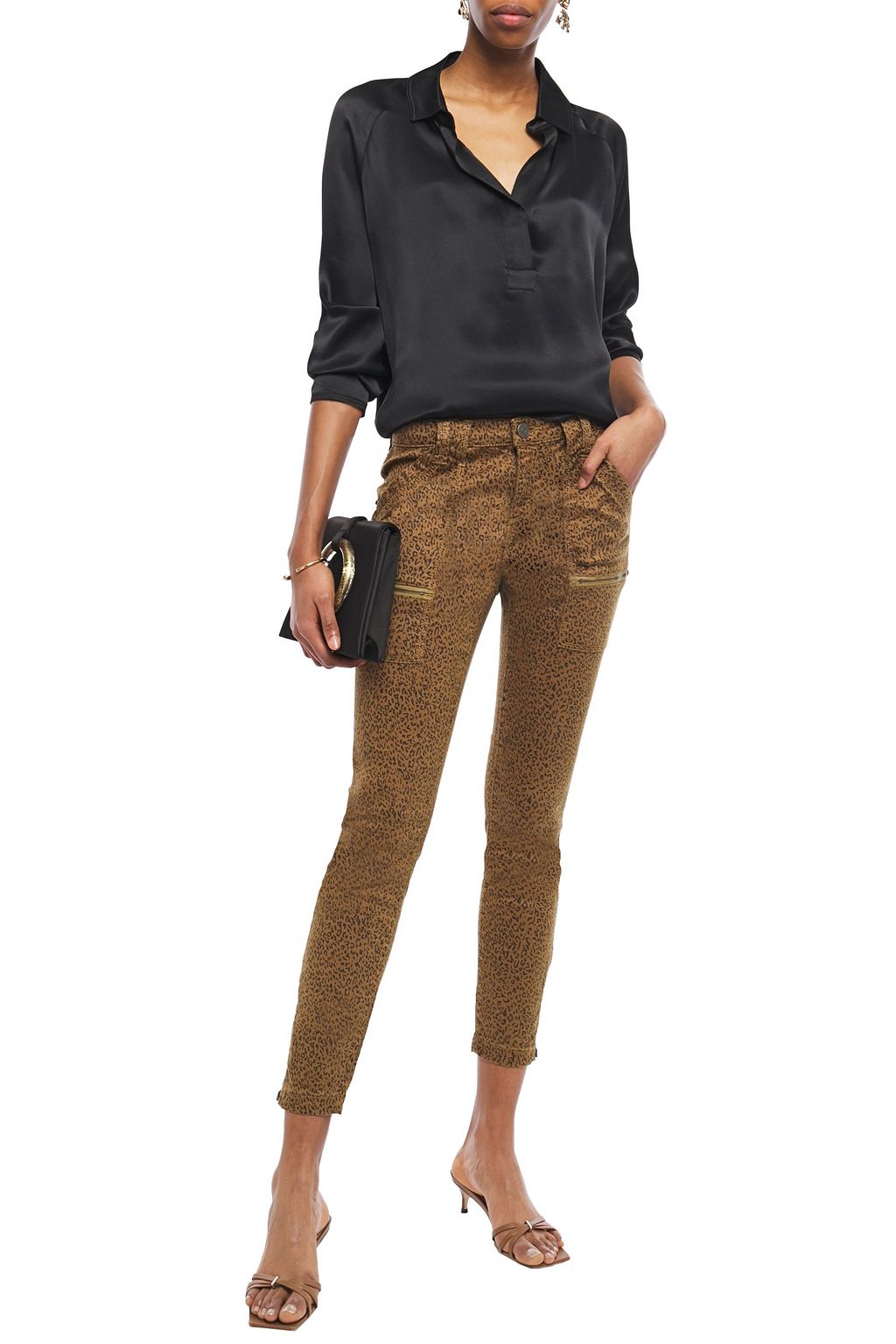 JOIE Park cropped leopard-print cotton-blend twill skinny pants