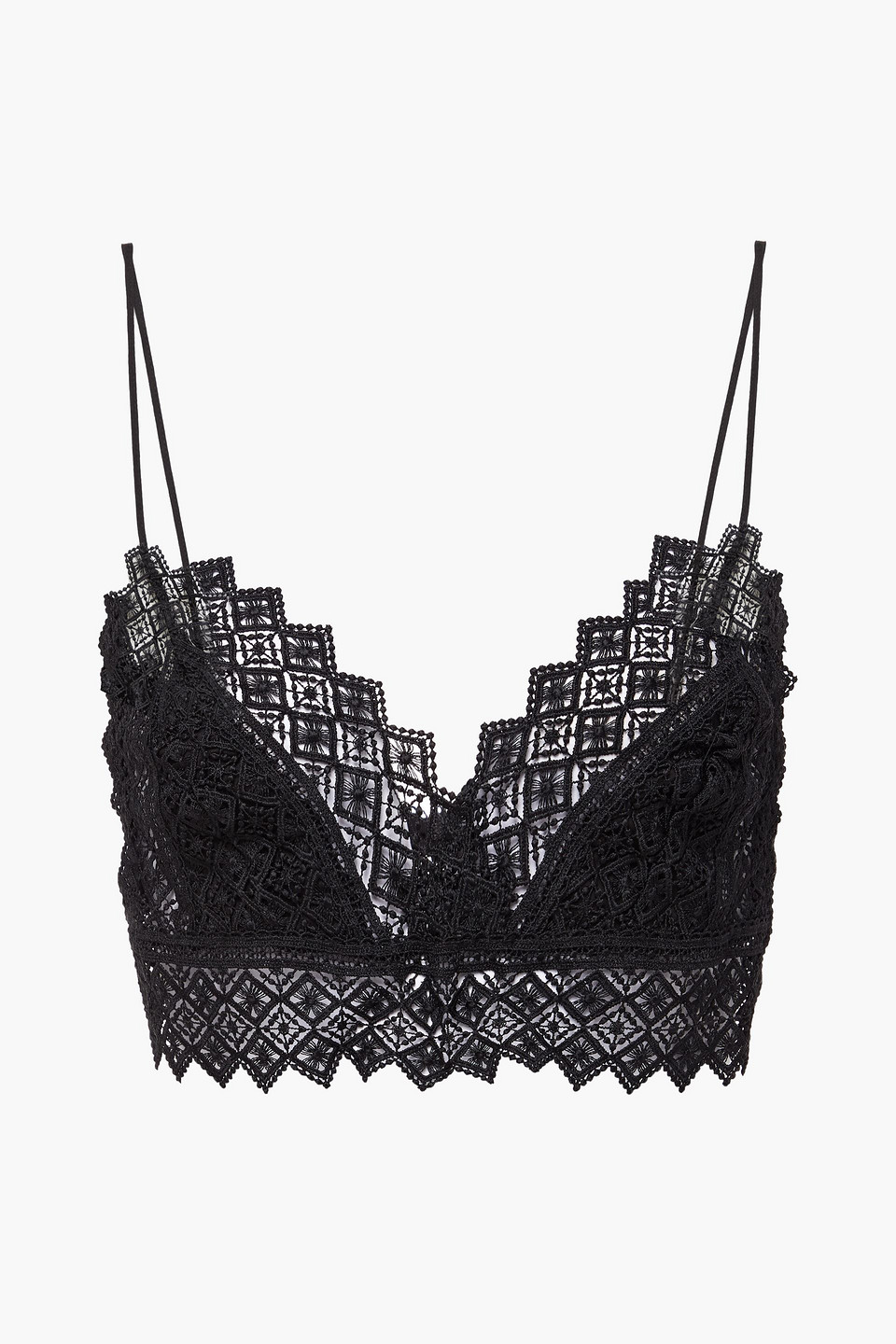 Charo Ruiz Ibiza Woman Cotton-blend Guipure Lace Bra Top Black Size XS