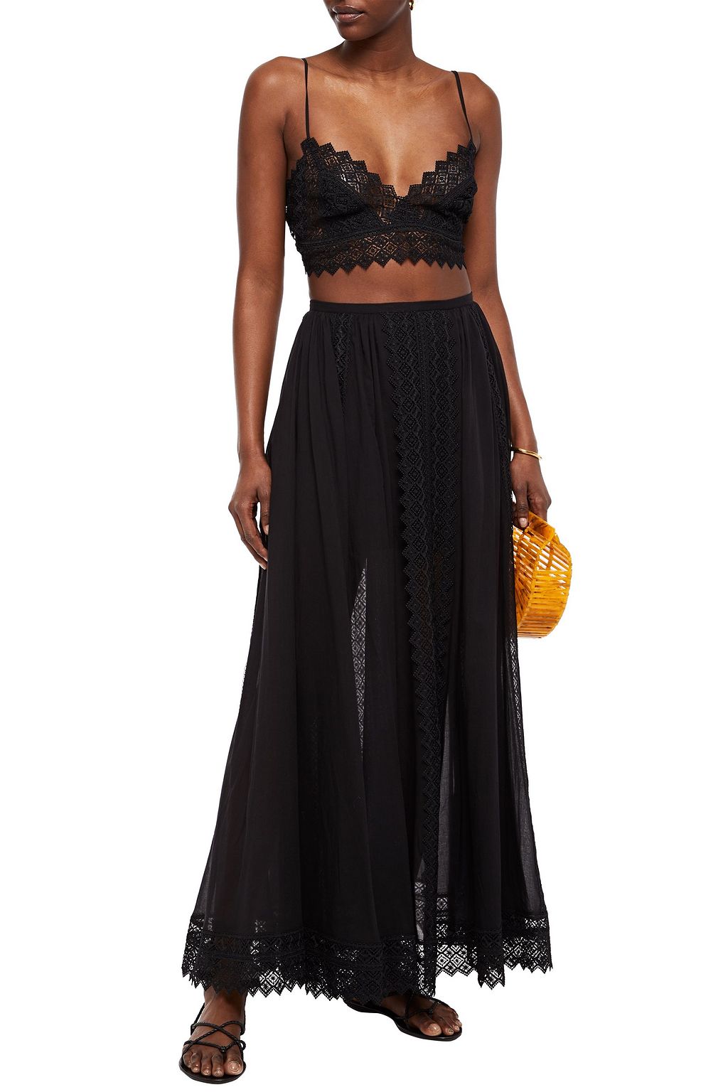 CHARO RUIZ IBIZA Cotton-blend guipure lace bra top